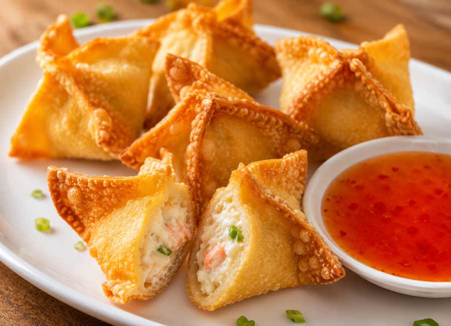 Domácí Crab Rangoon – křupavé wonton taštičky s krabí náplní