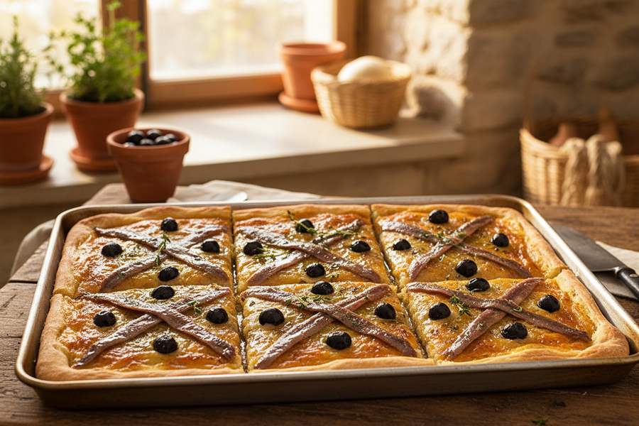 La Pissaladière: jihofrancouzská cibulová pizza s ančovičkami a olivami