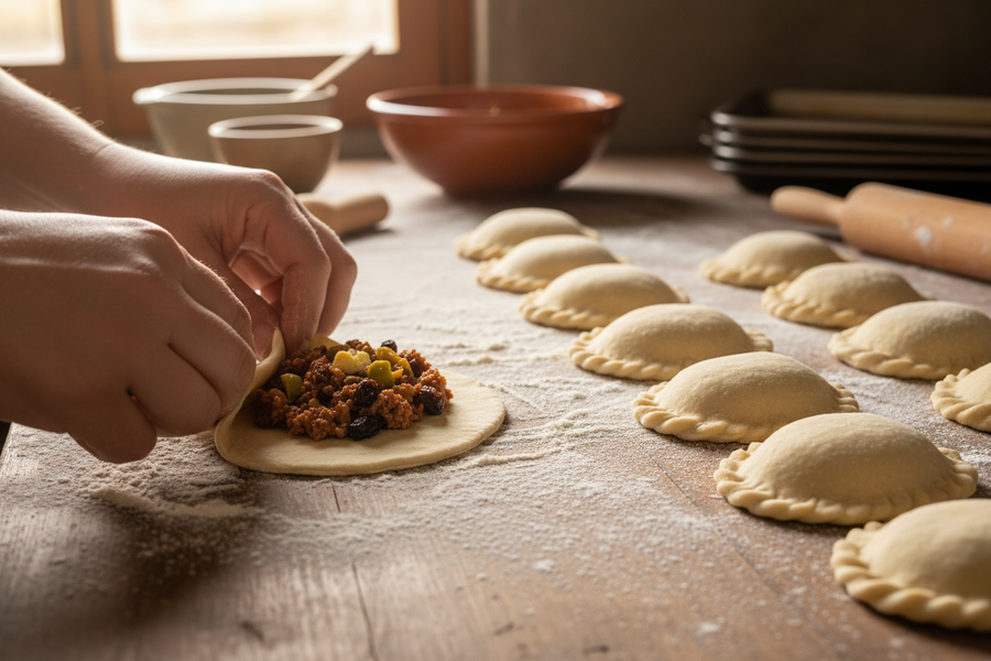 Domácí empanadas s hovězí nádivkou a hrozinkami