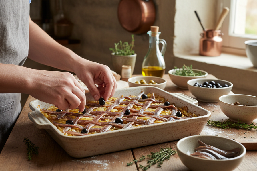 La Pissaladière: jihofrancouzská cibulová pizza s ančovičkami a olivami