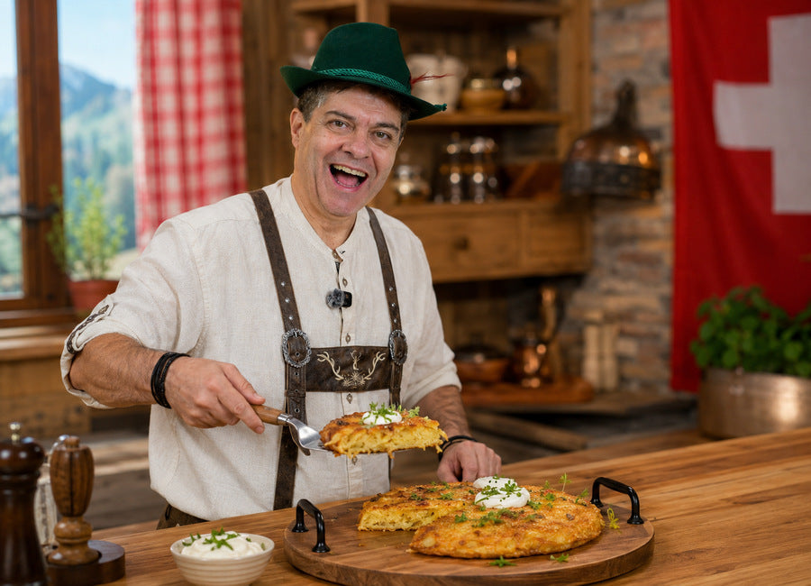 Rösti se švýcarským sýrem Gruyère nebo Emmental