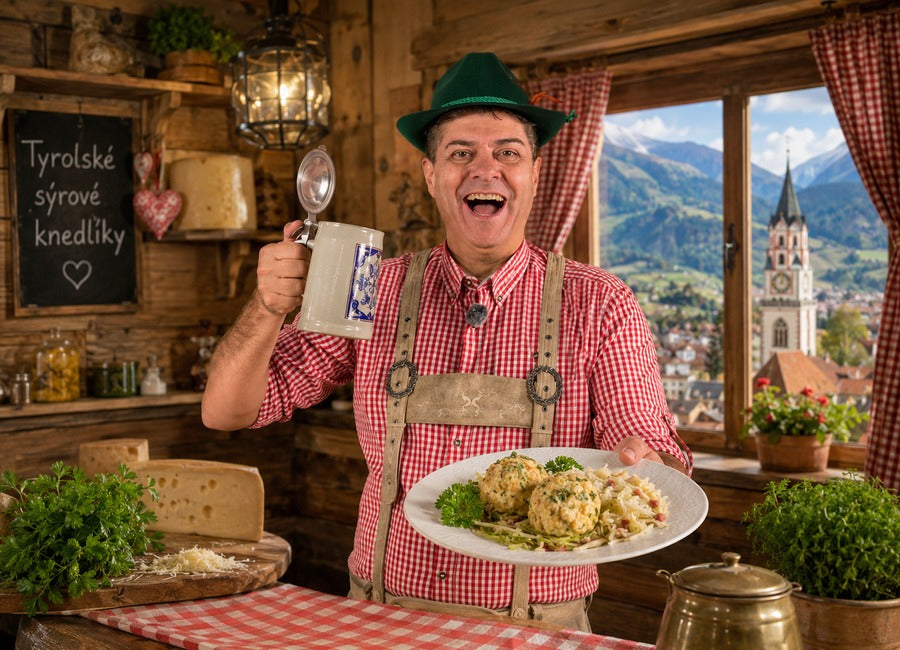 Tyrolské sýrové knedlíky (Käseknödel) s teplým zelným salátem