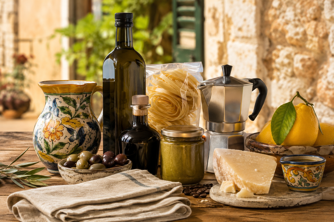 Výběr italských specialit a typických produktů, které si můžete přivézt z Itálie.
