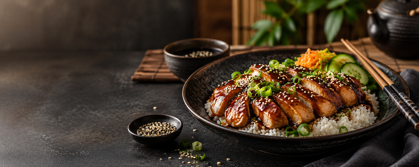 Kuřecí teriyaki s domácí omáčkou a sushi variantou