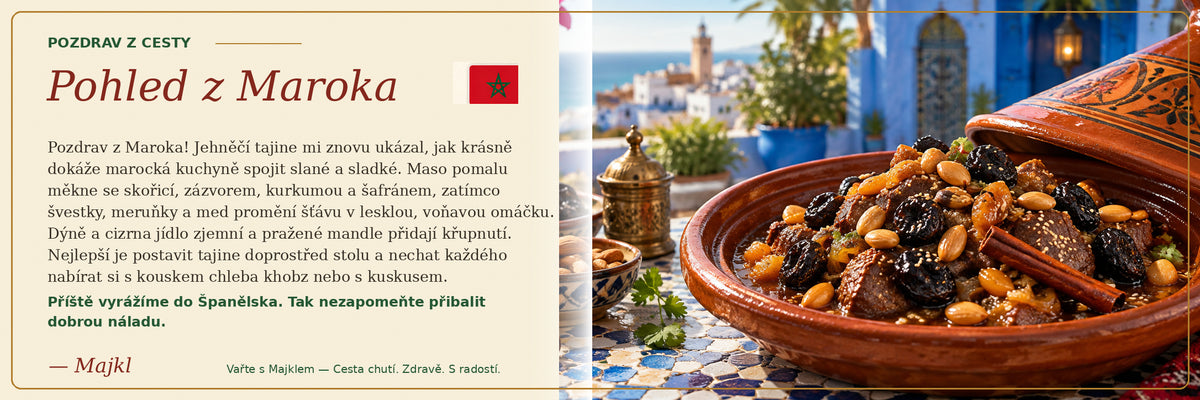 Pohled z Maroko: Jehněčí tajine se švestkami a meruňkami