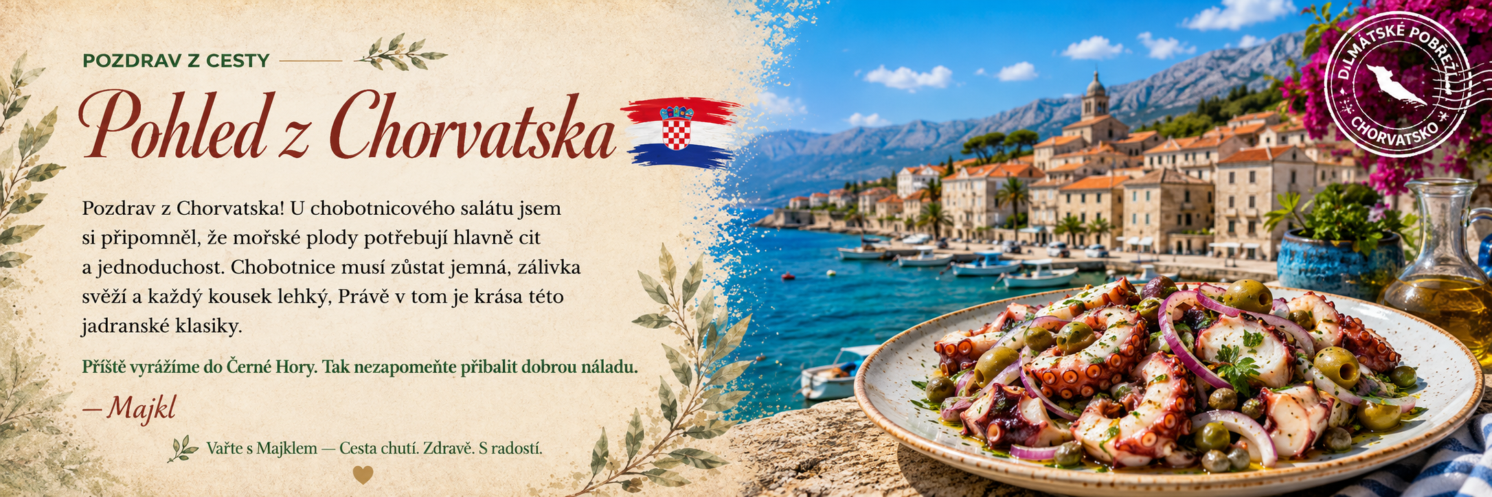 Pohled z Chorvatsko: Salata od Hobotnice