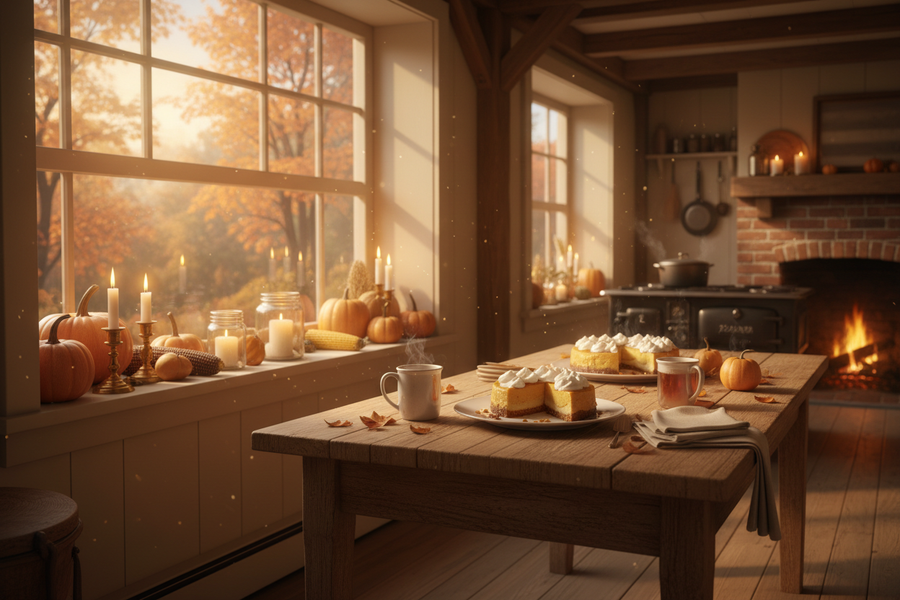 Nepečený dýňový cheesecake s pumpkin spice, šlehačkou a karamelovou omáčkou