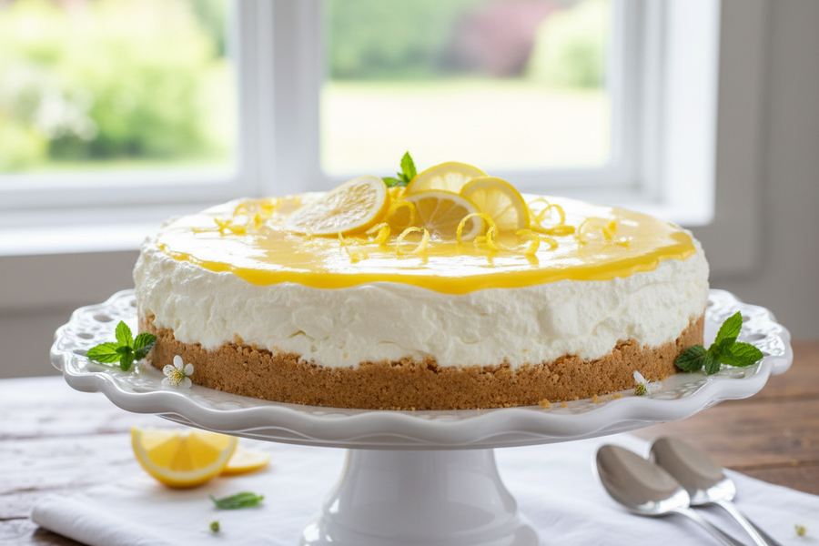 Nepečený citrónový cheesecake s ricottou a citrónovou polevou