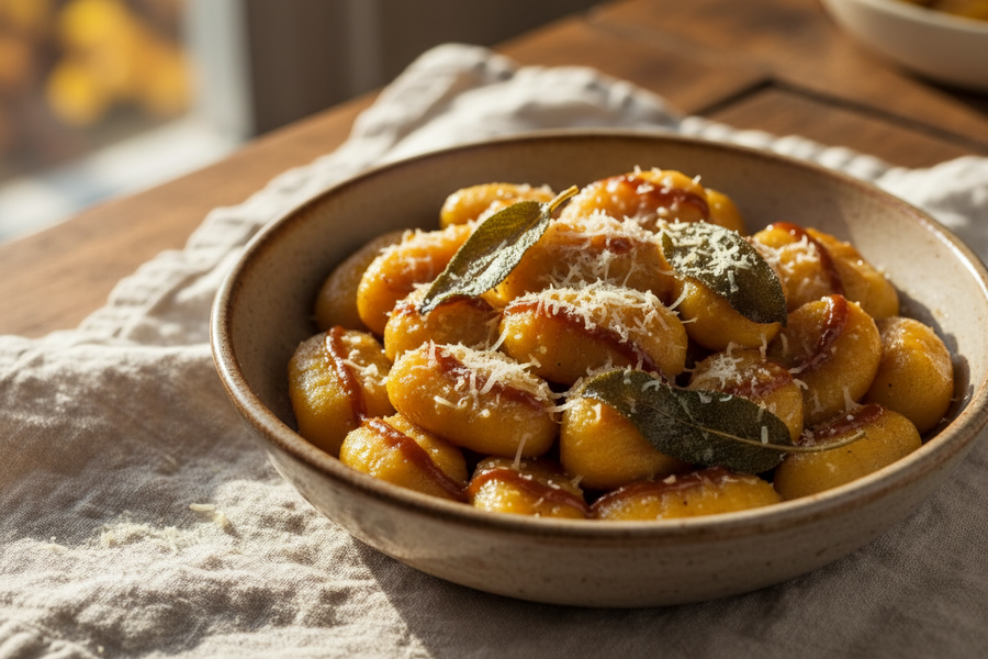 Dýňové gnocchi s ricottou a máslovou šalvějovou omáčkou