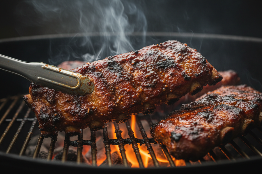 Sendvič s grilovanými žebry a BBQ omáčkou