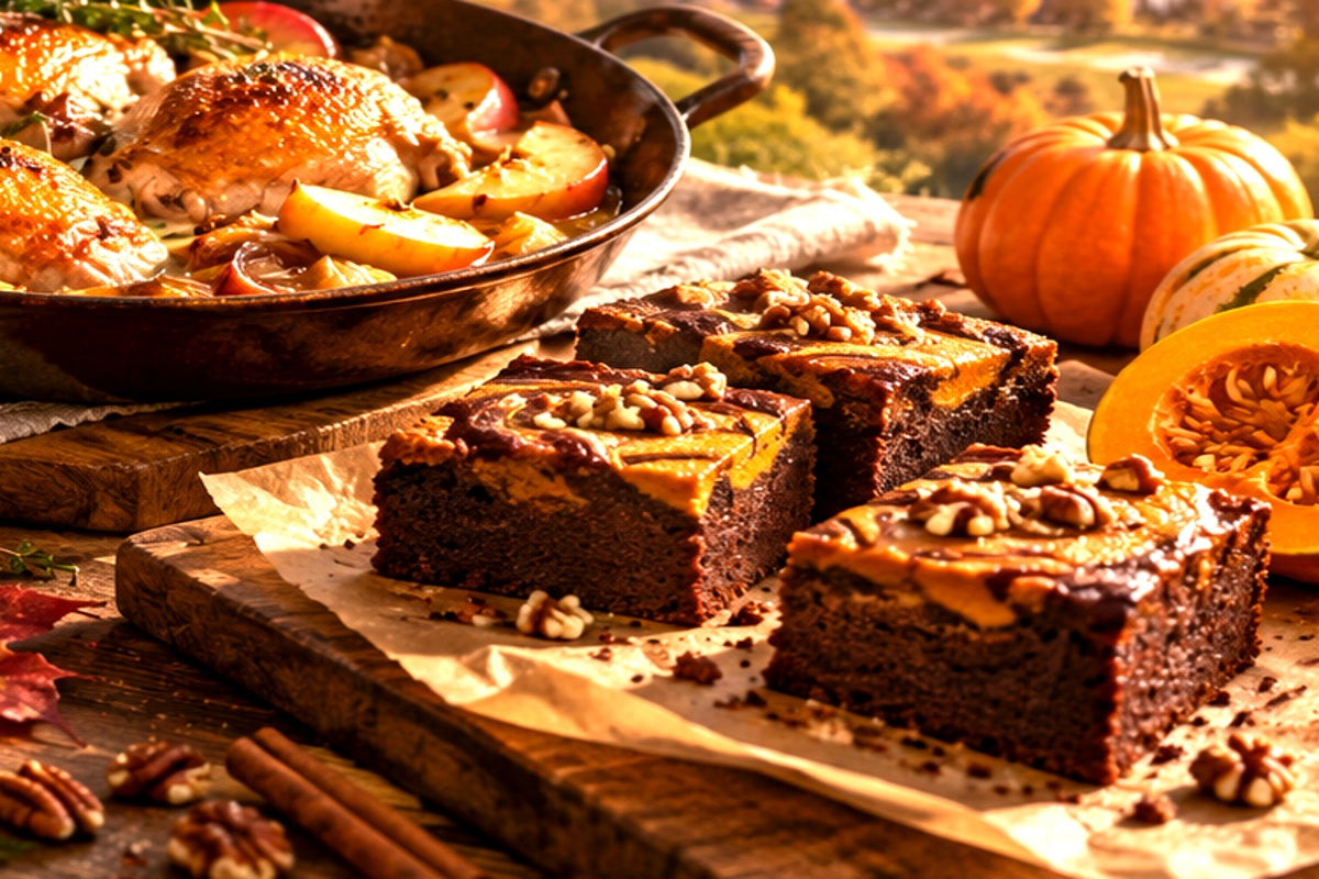 Vláčné čokoládové Pumpkin Brownies s dýní