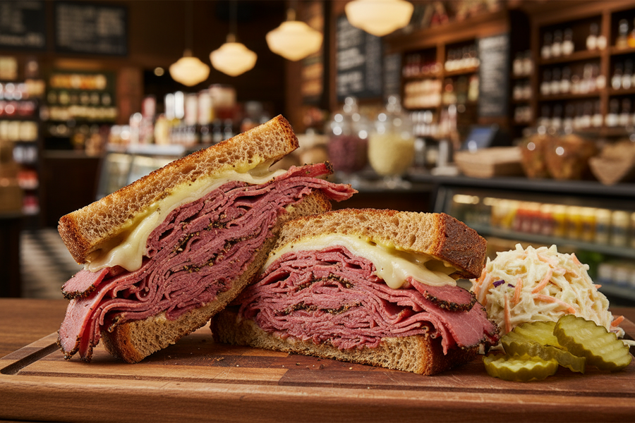 Hovězí pastrami sendvič