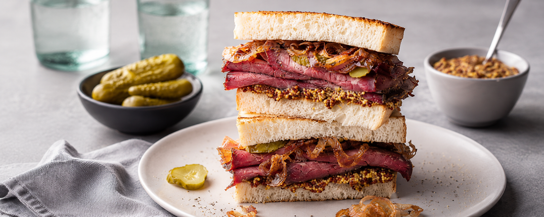 Hovězí pastrami sendvič
