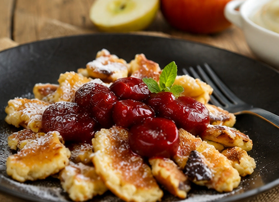 Kaiserschmarrn se švestkovým rozvarem Zwetschkenröster