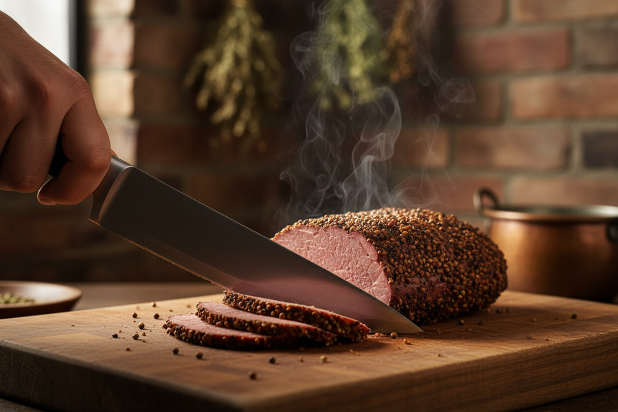Hovězí pastrami sendvič