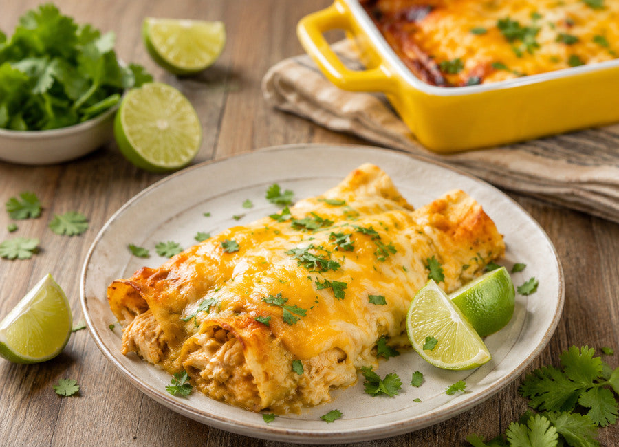 Kuřecí enchiladas s domácí rajčatovo-chilli omáčkou