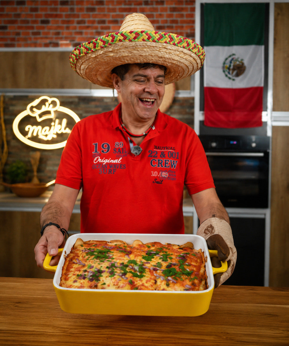 Kuřecí enchiladas s domácí rajčatovo-chilli omáčkou