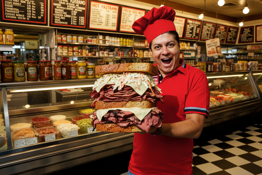 Hovězí pastrami sendvič
