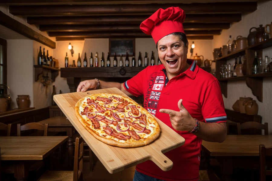 Tarte flambée (Flammkuchen) se slaninou a cibulí