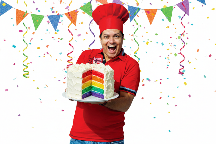 Duhový dort s mascarpone krémem (Rainbow Cake)