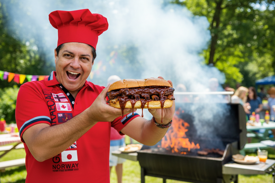 Sendvič s grilovanými žebry a BBQ omáčkou