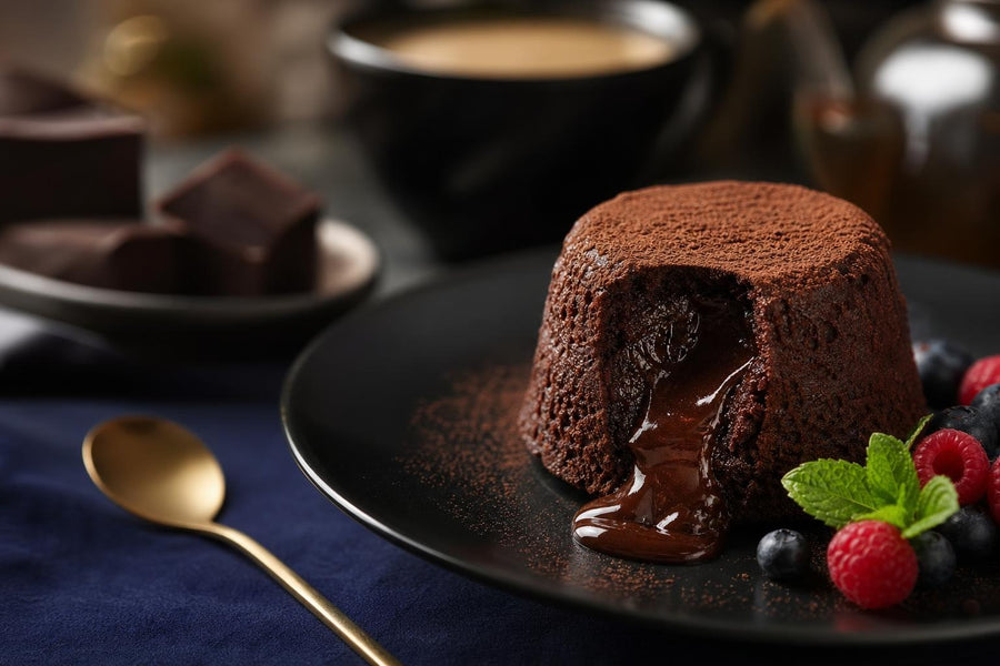 Stylová food fotografie receptu Čokoládový lávový dort.