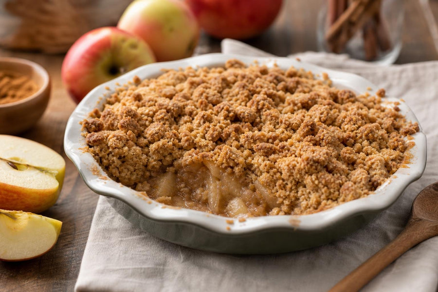 Stylová food fotografie receptu Jablečný proteinový crumble bez lepku.