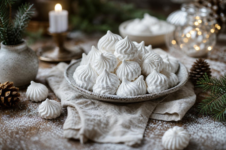 Stylová food fotografie receptu Vánoční sněhové pusinky.