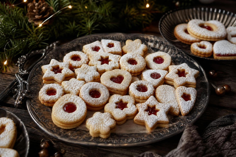 Stylová food fotografie receptu Vánoční cukroví z lineckého těsta.