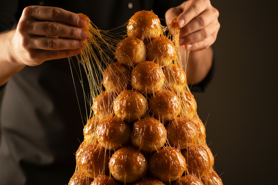 Croquembouche – francouzská věž z profiterolek s crème pâtissière
