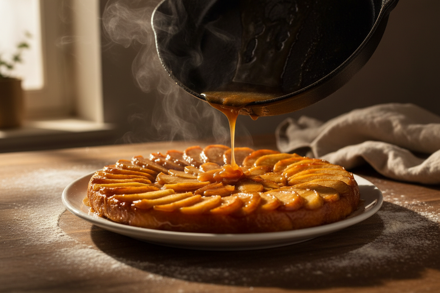 Francouzský obrácený jablečný koláč Tarte Tatin