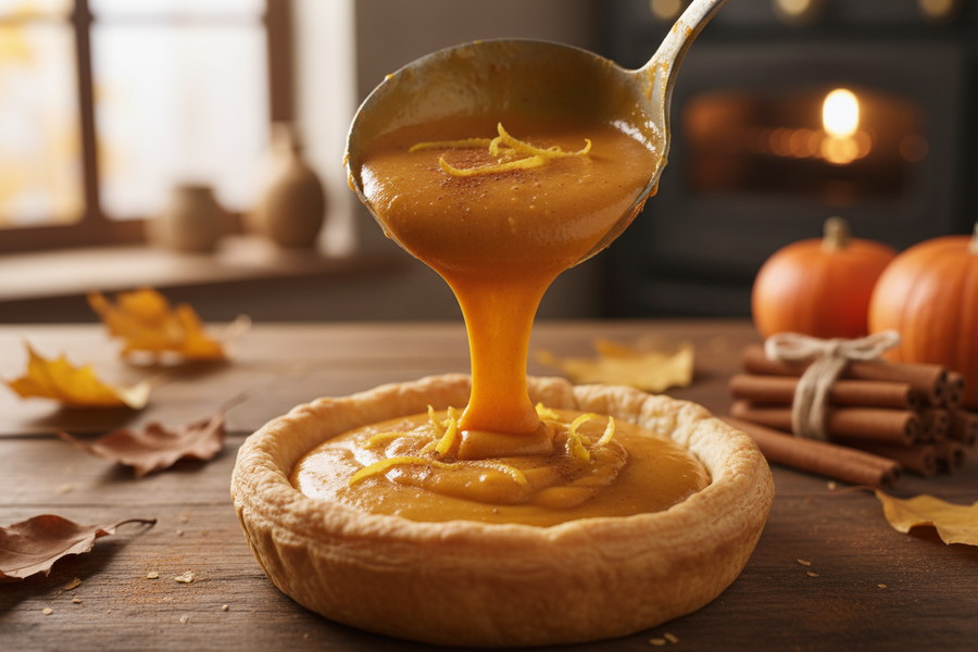 Dýňový koláč z listového těsta se skořicí a citronovou kůrou