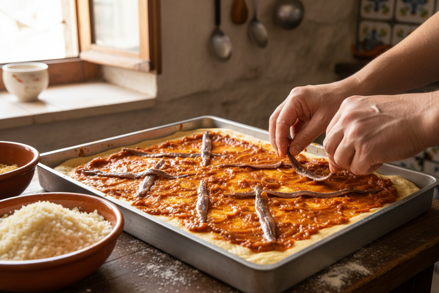 Sicilská pizza Sfincione