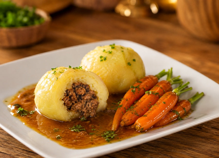 Rakouské Hascheeknödel – plněné bramborové knedlíky