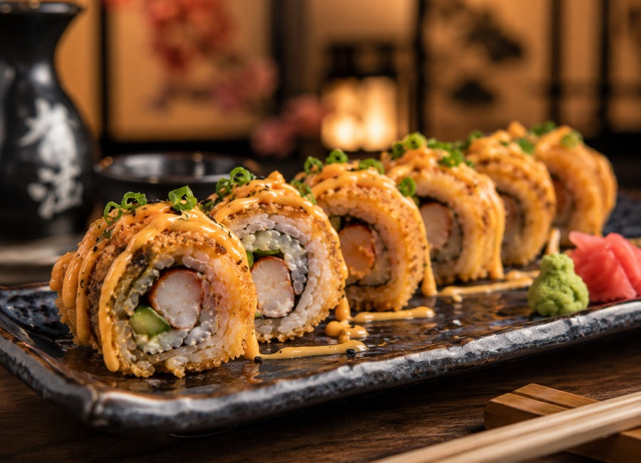 Smažené sushi – křupavé uramaki v tempuře s panko a spicy mayo