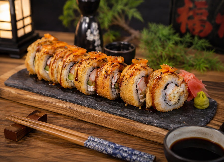Smažené sushi – křupavé uramaki v tempuře s panko a spicy mayo